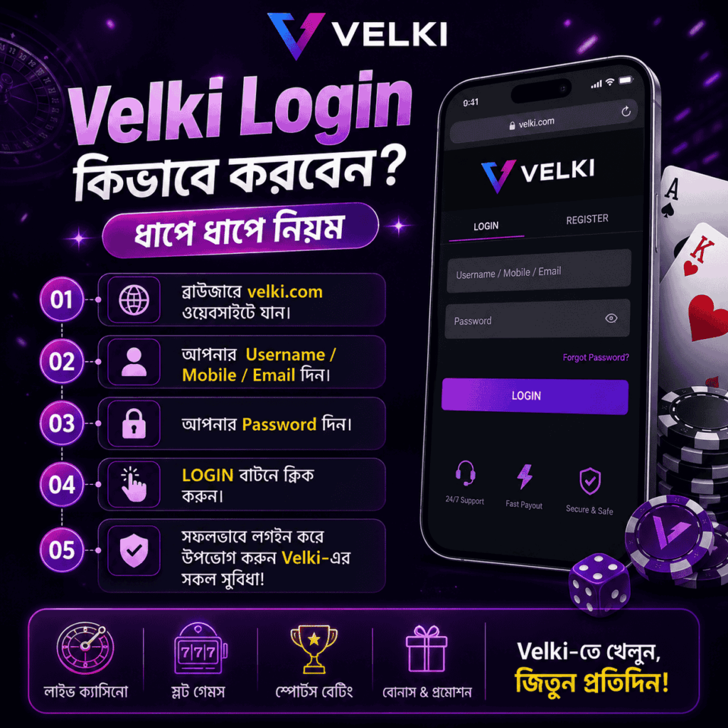 Velki Login কিভাবে করবেন ধাপে ধাপে নিয়ম